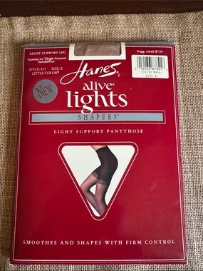 Hanes Alive Lights Shapers Light Support Pantyhose Size E Little Color USA